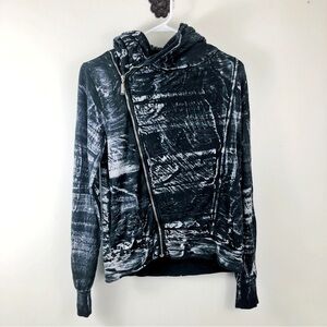 Young Fabulous & Broke Kayla Moto Jacket Black & White Brushstroke Size Small